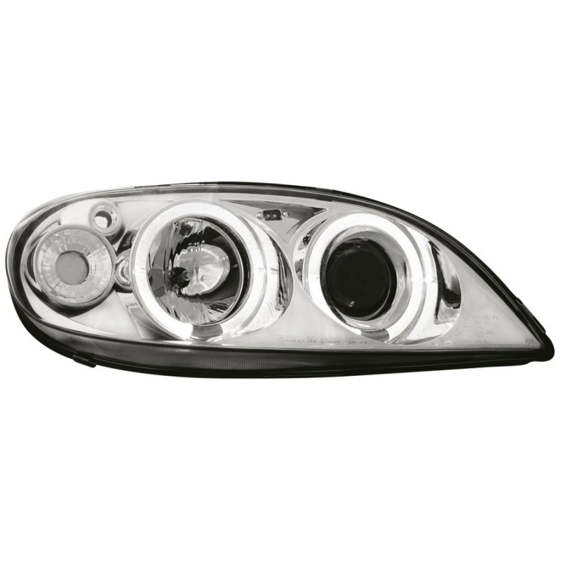 Φανάρια εμπρός angel eyes για Citroen Saxo (2000-2004) - chrome , με λάμπες (Η1) - σετ 2τμχ.