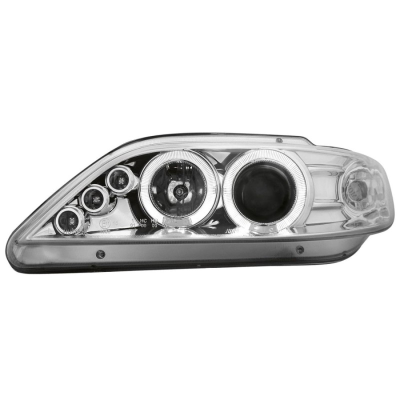 Φανάρια εμπρός led angel eyes για Citroen Xsara (1997-2000) - chrome , με λάμπες (Η1) - σετ 2τμχ.