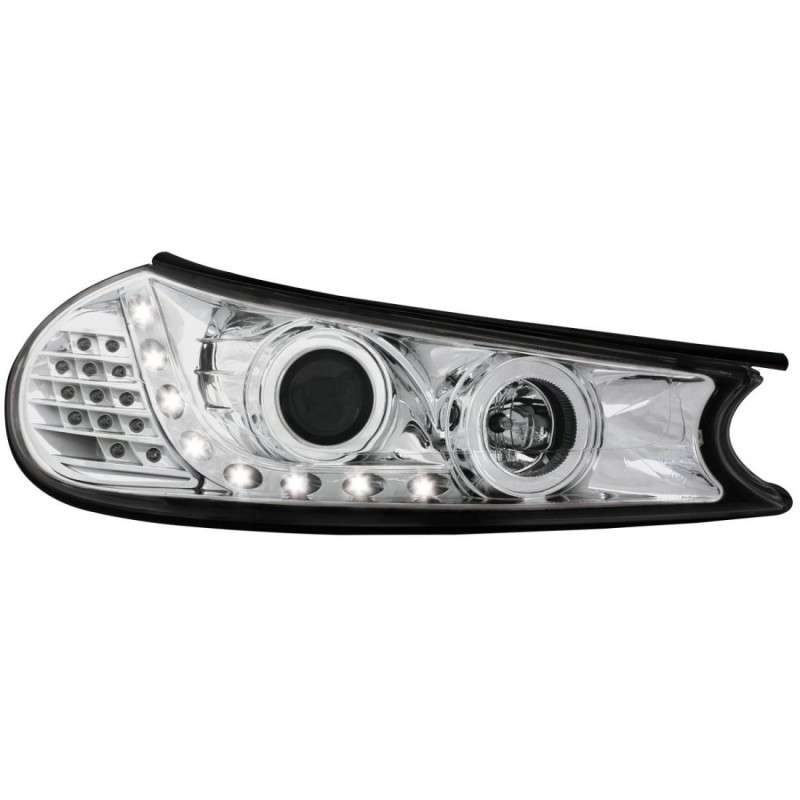 Φανάρια εμπρός led για Ford Mondeo (1996-2000) - chrome , με λάμπες (Η1) - σετ 2τμχ.