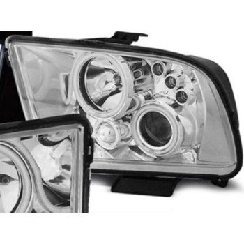 Φανάρια εμπρός led angel eyes για Ford Mustang (2004-2009) , με λάμπες (Η1) - σετ 2τμχ.