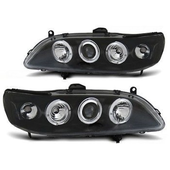 Φανάρια εμπρός angel eyes για Honda Accord (1998-2002) USA , μαύρα , με λάμπες (Η1) - σετ 2τμχ.