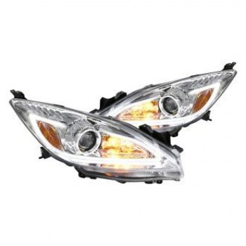 Φανάρια εμπρός led για Mazda 3 4 porto (2008-2013) - chrome , με λάμπες (Η1) - σετ 2τμχ.