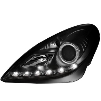 Φανάρια εμπρός led για Mercedes R171 CLK (2004-2011) , μαύρα , με λάμπες (Η1) - σετ 2τμχ.