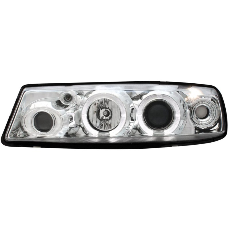 Φανάρια εμπρός angel eyes για Opel Calibra - chrome , με λάμπες (Η1) - σετ 2τμχ.