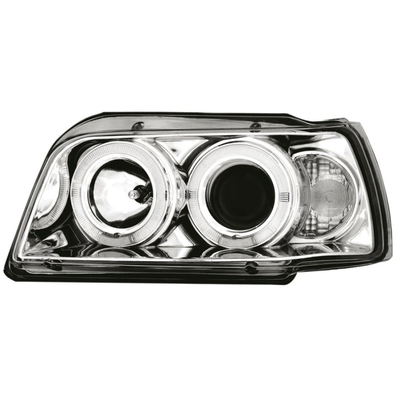 Φανάρια εμπρός angel eyes για Renault Clio I (1990-1996) - chrome , με λάμπες (Η1) - σετ 2τμχ.