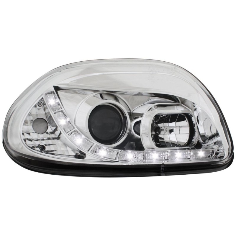 Φανάρια εμπρός led για Renault Clio 2 (1998-2000) - chrome , με λάμπες (Η1) - σετ 2τμχ.