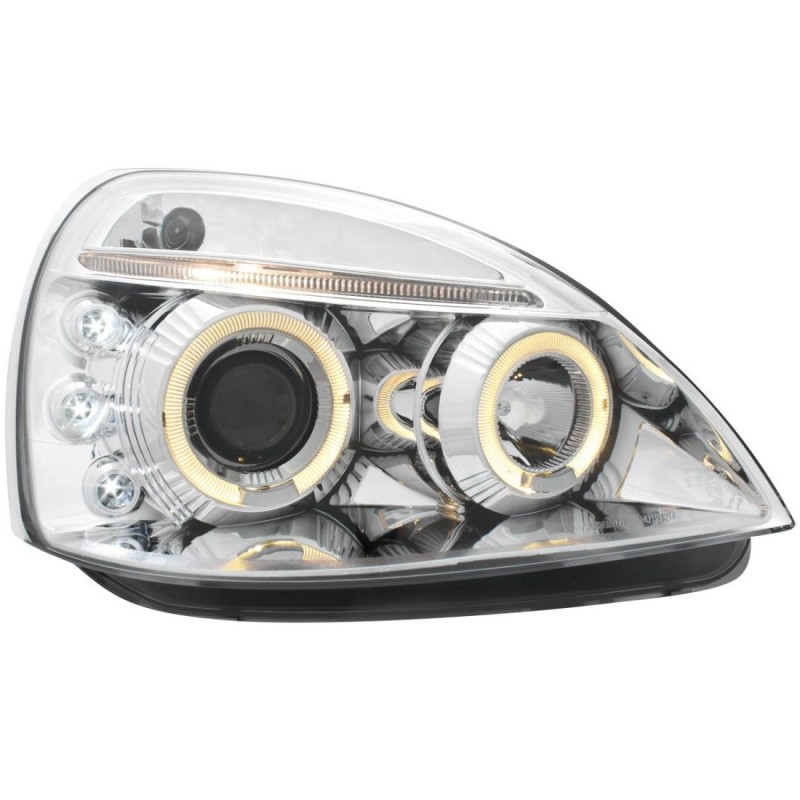 Φανάρια εμπρός angel eyes για Renault Clio MK3 (2001-2005) - chrome , με λάμπες (Η1) - σετ 2τμχ.