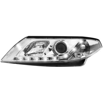 Φανάρια εμπρός led για Renault Laguna (2001-2005) - chrome , με λάμπες (Η1) - σετ 2τμχ.