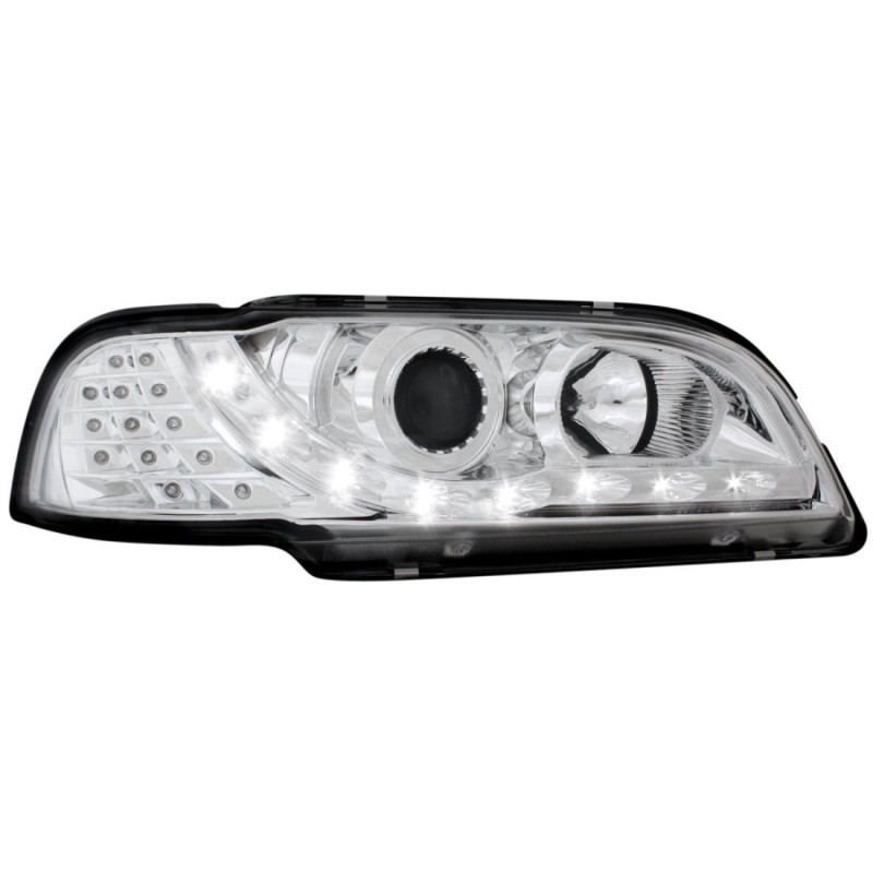 Φανάρια εμπρός led για Volvo S/V40 (1997-2000) - chrome , με λάμπες (Η1) - σετ 2τμχ.