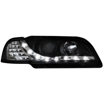 Φανάρια εμπρός led για Volvo S /V40 (1997-2000) - black , με λάμπες (Η1) - σετ 2τμχ.