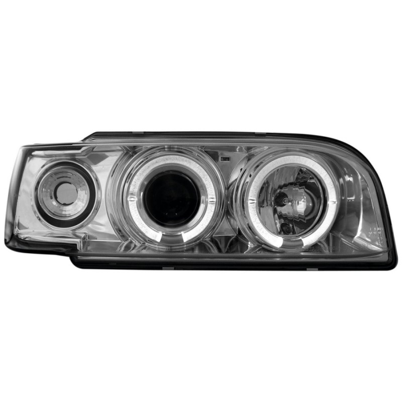 Φανάρια εμπρός angel eyes για Volvo 850 (1992-1997) - chrome , με λάμπες (Η1) - σετ 2τμχ.