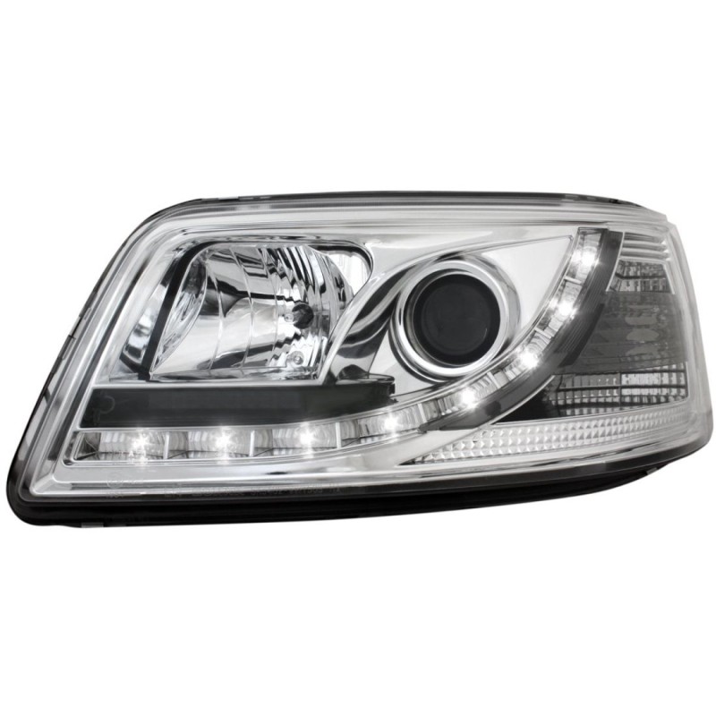 Φανάρια εμπρός led για Vw Transporter T5 (2003-2009) , χρωμίου , με λάμπες (Η1) - σετ 2τμχ.