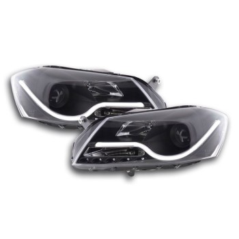 Φανάρια εμπρός led για Vw Passat B7 (2010-2014) - μαύρα , με λάμπες (Η1) - σετ 2τμχ.