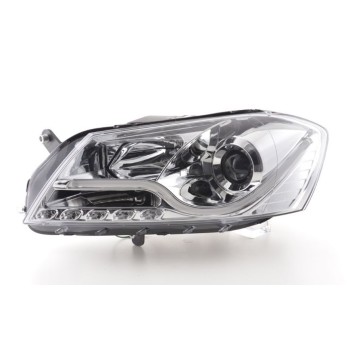 Φανάρια εμπρός led για Vw Passat B7 (2010-2014) - chrome , με λάμπες (Η1) - σετ 2τμχ.