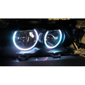 RGB δαχτυλίδια angel eyes led για BMW E46 coupe (1998-2003) / BMW E46 Sedan, Combi (1998-2005) - με τηλεχειρισμό για αλλαγή χρωμάτων