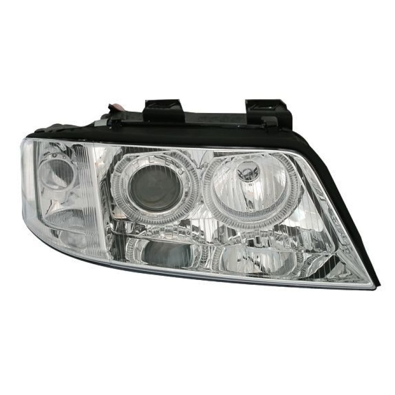 Φανάρια εμπρός angel eyes για Audi A6 (2001-2003) - για εργοστασιακά xenon - chrome , χωρίς λάμπες (Η7) - σετ 2τμχ.