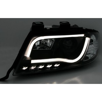 Φανάρια εμπρός led lightbar για Audi A6 C5 (2001-2004) - μαύρα , με λάμπες (Η1) - σετ 2τμχ.