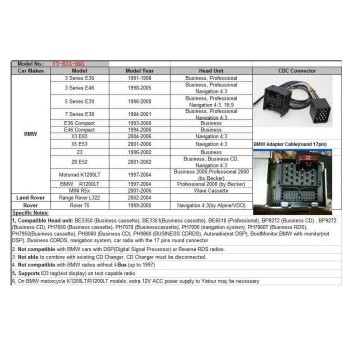 USB / MP3 Changer με Bluetooth*  για BMW E36 / E38 / E39 / E46 / X3 / X5 / Z3 / Z8 / MINI R5x - με 40άρα pin port