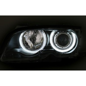 Φανάρια εμπρός angel eyes για BMW E46 coupe και cabrio (1999-2003) - χωρίς φλας , με λάμπες (Η1) - σετ 2τμχ.