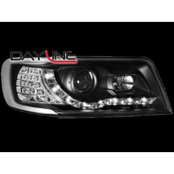 Φανάρια εμπρός led για Audi 100 C4 (1990-1994) - μαύρα , με λάμπες (Η1) - σετ 2τμχ.