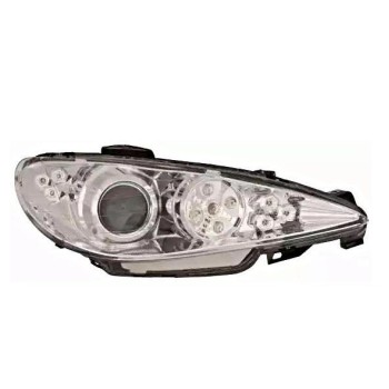 Φανάρια εμπρός angel eyes για Peugeot 206 - χρωμίου με led , με λάμπες (Η1) - σετ 2τμχ.