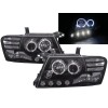 Φανάρια εμπρός angel eyes για Mitsubishi Pajero (2001-2006) - μαύρα , με λάμπες (Η1) - σετ 2τμχ.