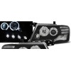 Φανάρια εμπρός angel eyes για Mitsubishi Pajero (2001-2006) - μαύρα , με λάμπες (Η1) - σετ 2τμχ.