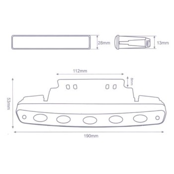 Universal led φώτα με 5 led x 1W - 2τμχ.