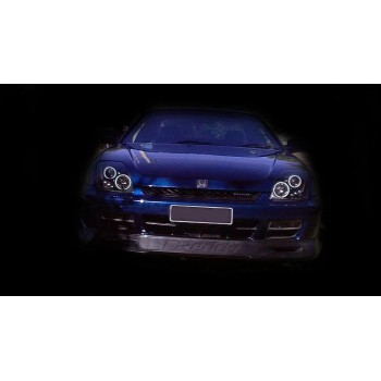 Φανάρια εμπρός angel eyes για Honda Prelude (1997-2001) - μαύρα , με λάμπες (Η1) - σετ 2τμχ.