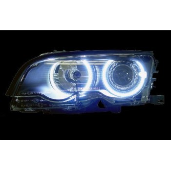 Φανάρια εμπρός angel eyes για BMW E46 sedan (2001-2005) - μαύρα με CCFL , χωρίς λάμπες (Η7) - σετ 2τμχ.