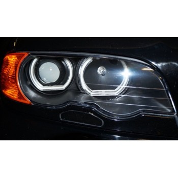 Δαχτυλίδια angel eyes για  BMW E46 με προτζέκτορα και στις δύο σκάλες sedan, combi (1998-2005) / E46 coupe (1998-2003) - U-Design με δύο χρώματα