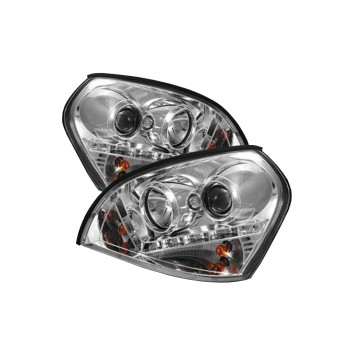 Φανάρια εμπρός led για Hyundai Tucson (2004+) - chrome , με λάμπες (Η1) - σετ 2τμχ.