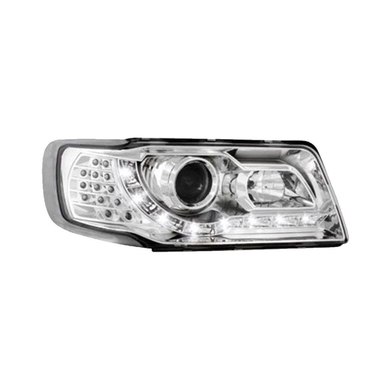 Φανάρια εμπρός led Dayline για Audi 100 C4 (1990-1994) - chrome , με λάμπες (Η1) - σετ 2τμχ.