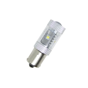 Led λάμπα BA15S με 6 x 5W CREE led και προτζέκτορα διπλού φωτισμού λευκή - 1τμχ.