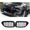 Καρδιές μάσκας για BMW F10 / F11  (2010+) με διπλή γρίλια - tri color - 2τμχ.