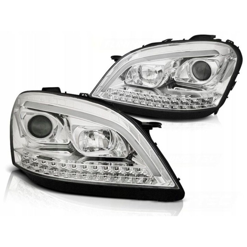 Φανάρια εμπρός led για Mercedes ML W164 (2005-2008) chrome με τρεχούμενο φλας - σετ 2τμχ.