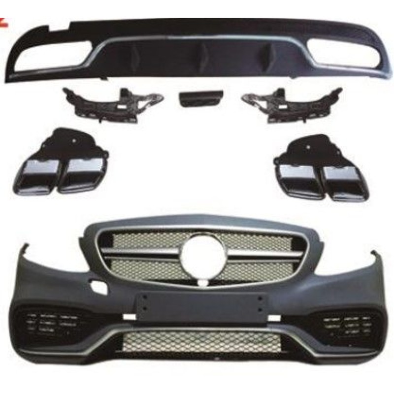 Προφυλακτήρας εμπρός για Mercedes C-class W205 (2014+) - AMG look - με diffuser και μπούκες