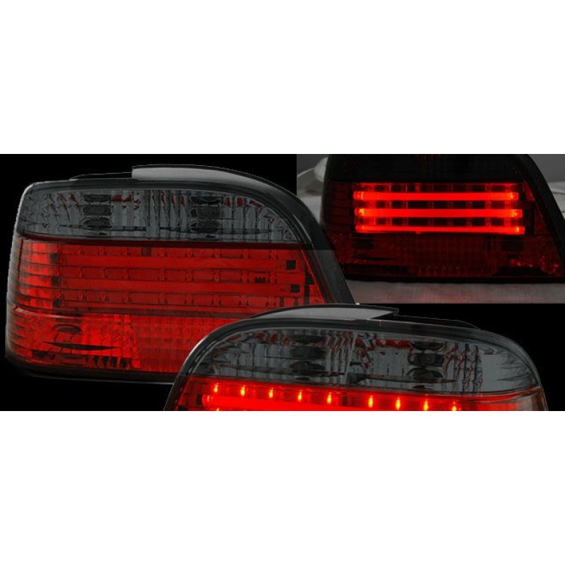 Πίσω φανάρια  led με 3 φωτιζόμενες ταινίες για BMW E38 (1994-2001) - μαύρα - σετ 2τμχ.