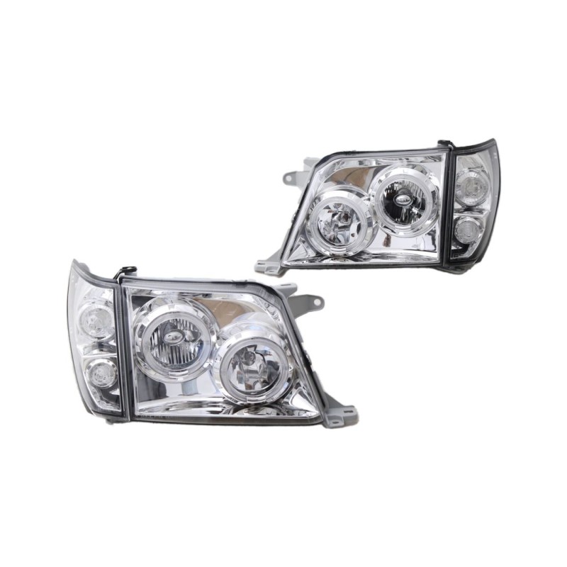 Φανάρια εμπρός angel eyes για Toyota Land Cruiser FJ90 (1996-2003) - chrome , με λάμπες (Η1) - σετ 2τμχ.