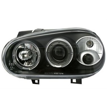 Φανάρια εμπρός angel eyes για Vw Golf IV - μαύρα , με λάμπες (Η1) - σετ 2τμχ.