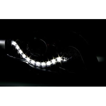 Φανάρια εμπρός led Dayline για Audi A3 (2003-2008) - chrome , με λάμπες (Η9) - σετ 2τμχ.