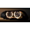 Φανάρια εμπρός angel eyes για BMW E46 sedan (1998-2001) - μαύρα , χωρίς λάμπες (Η7) - σετ 2τμχ.