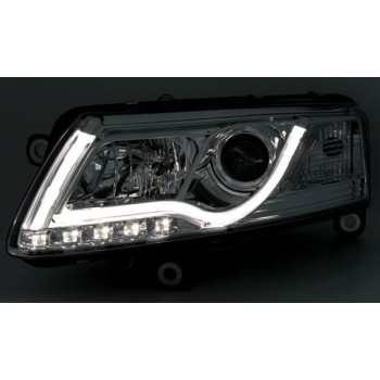 Φανάρια εμπρός led lightbar για Audi A6 C4 (2004-2008) - chrome , χωρίς λάμπες (Η7) - σετ 2τμχ.