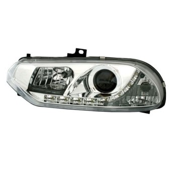 Φανάρια εμπρός led για Alfa Romeo 156 (1997-2003) - chrome , με λάμπες (Η1) - σετ 2τμχ.