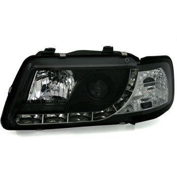 Φανάρια εμπρός led για Audi A3 (1996-2000) - μαύρα , με λάμπες (Η1) - σετ 2τμχ.