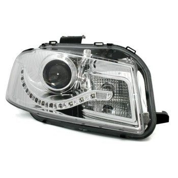 Φανάρια εμπρός led Dayline για Audi A3 (2003-2008) - chrome , με λάμπες (Η9) - σετ 2τμχ.