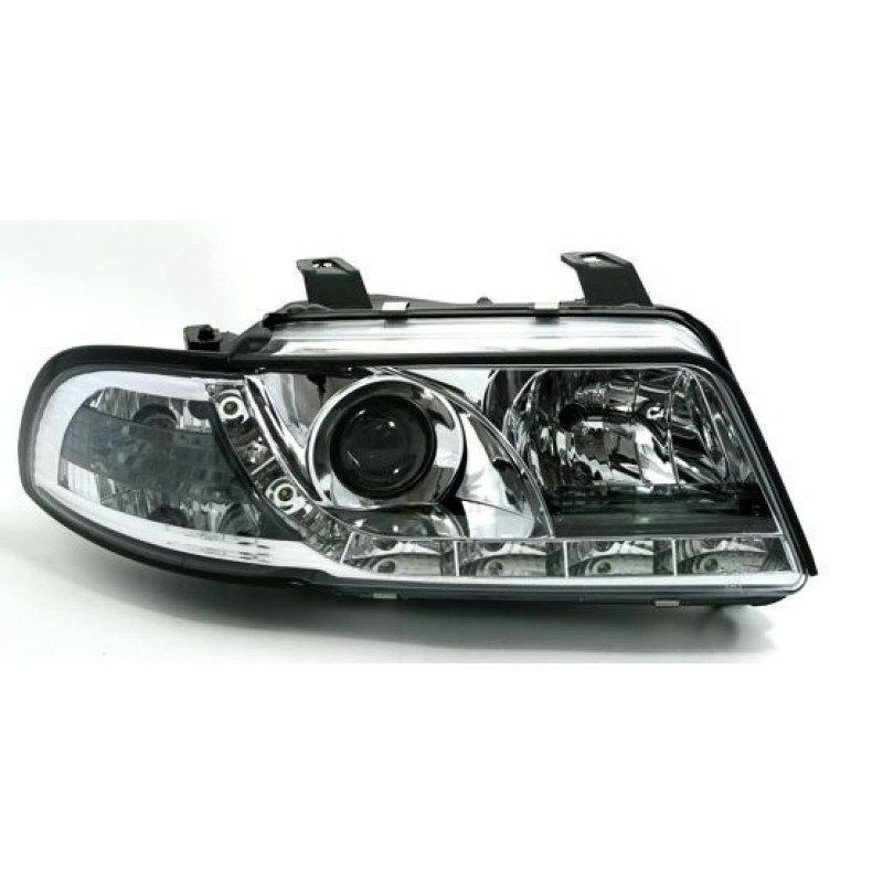 Φανάρια εμπρός led για Audi A4 Dayline (1995-1998) - chrome , με λάμπες (Η1) - σετ 2τμχ.