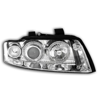 Φανάρια εμπρός angel eyes για Audi A4 (2001-2004) - chrome , χωρίς λάμπες (Η7) - σετ 2τμχ.