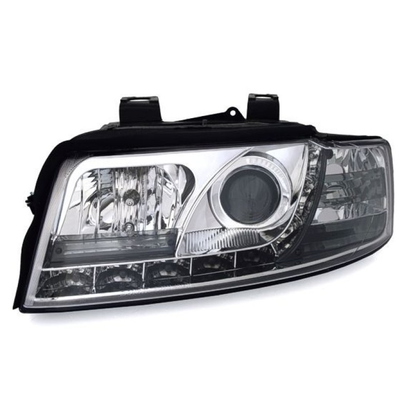 Φανάρια εμπρός led Dayline για Audi A4 (2001-2004) - χρωμίου , με λάμπες (Η1) - σετ 2τμχ.