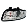 Φανάρια εμπρός led Dayline για Audi A4 (2001-2004) - chrome , χωρίς λάμπες (Η7) - σετ 2τμχ.